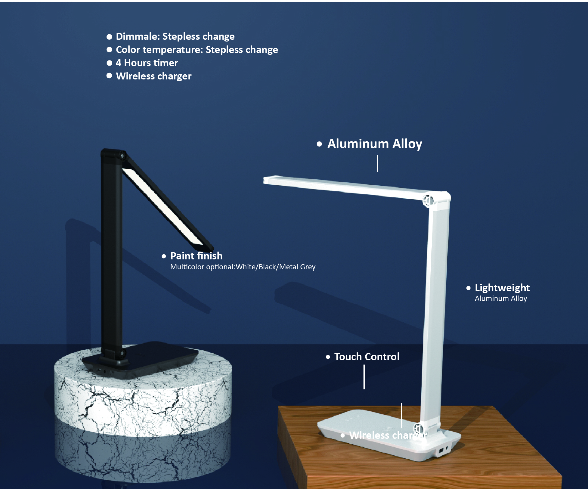 side table lamp with wireless charger