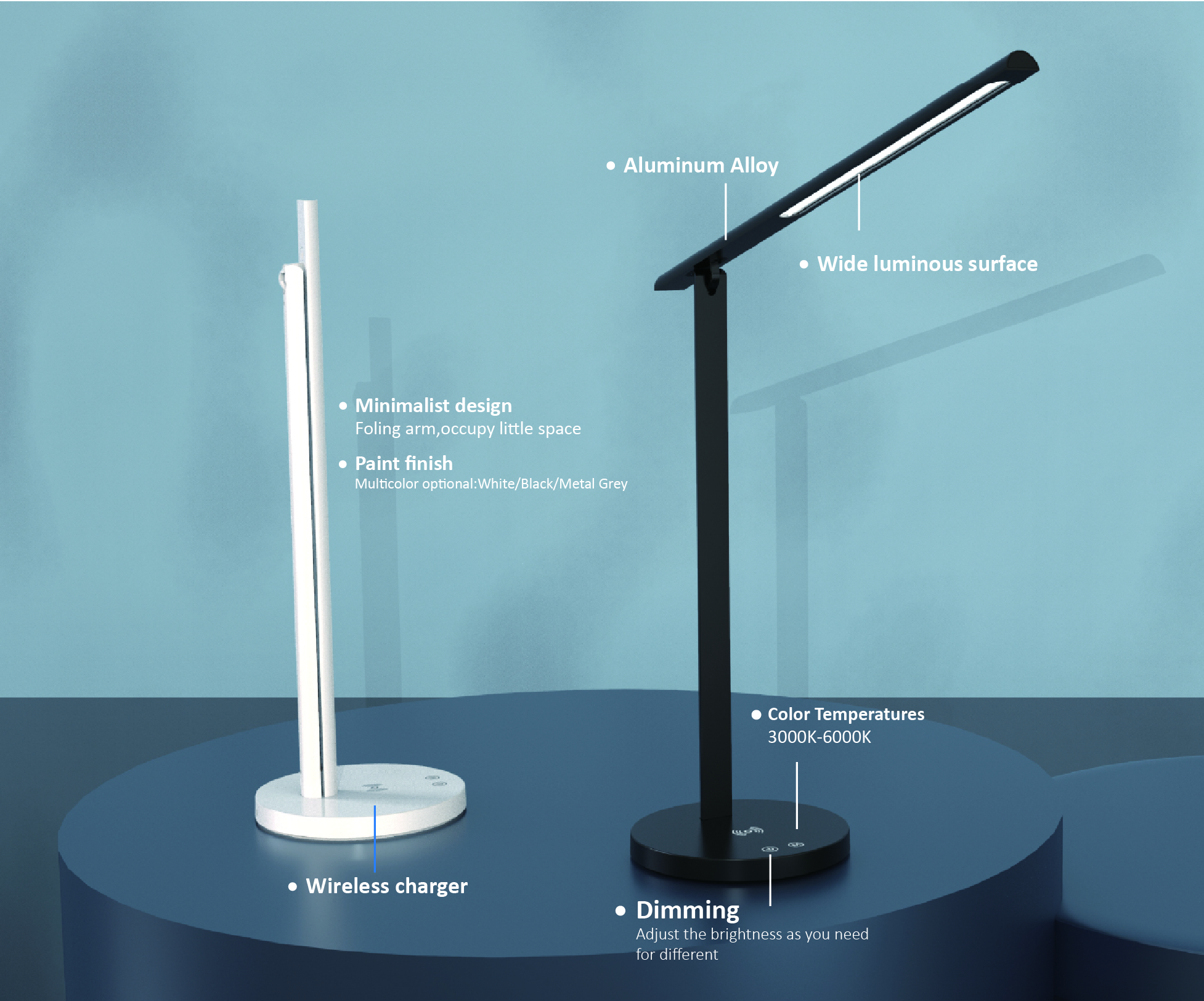 wireless phone charging desk lamp