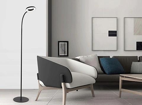 4 Brightness Levels Eye-Caring Dimmable Round floor Lamp-HT6501NF
